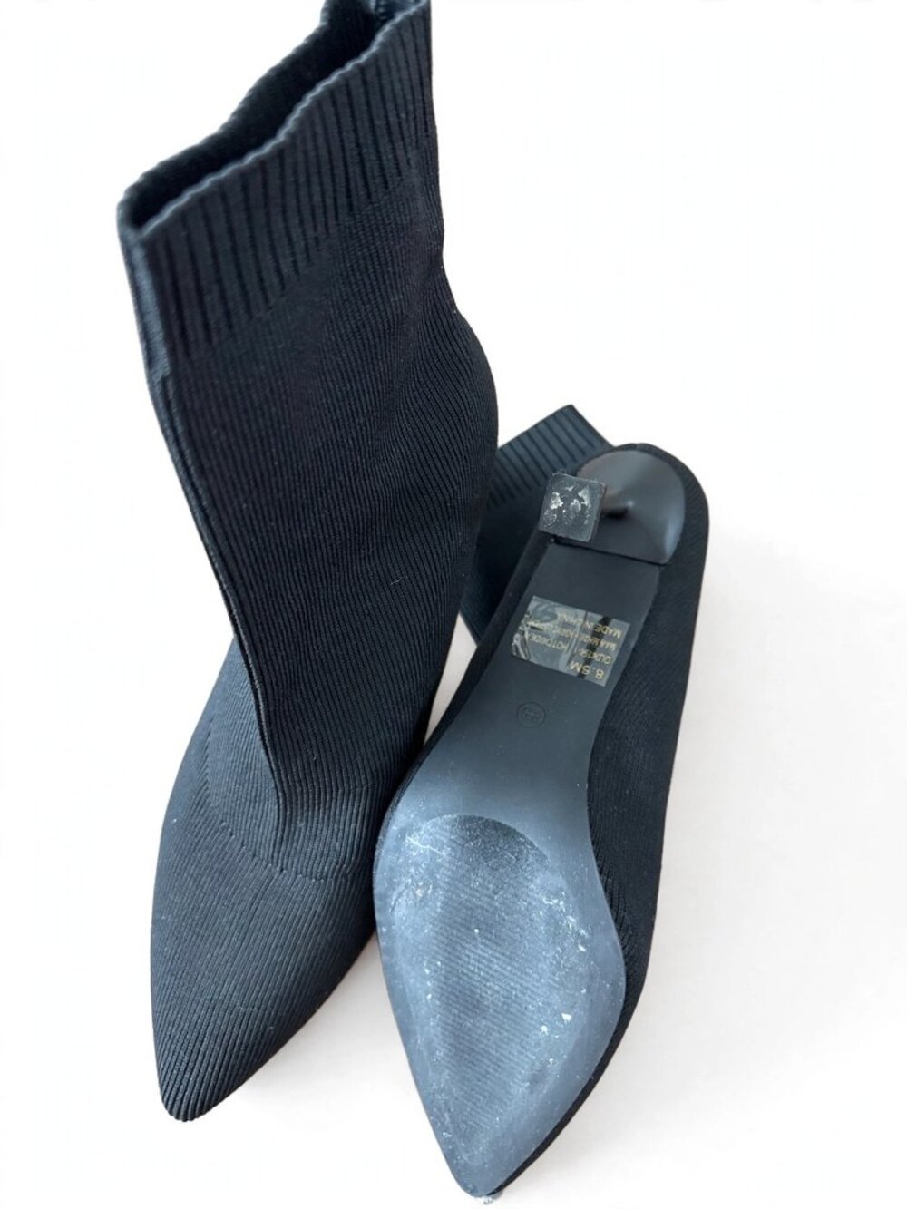 Shein Black Knit Sock Booties - Pointed Toe